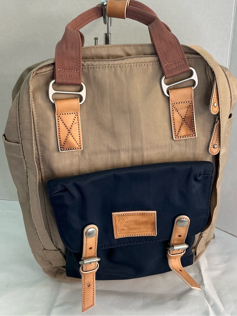 Doughnut Unisex Backpack Canvas Backpack Front Pocket Leather Trim